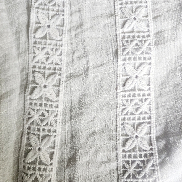 FUNDAMENTAL THINGS White Boho Bohemian Sheer V-Neck Blouse Top Women's Large L - Picture 2 of 9